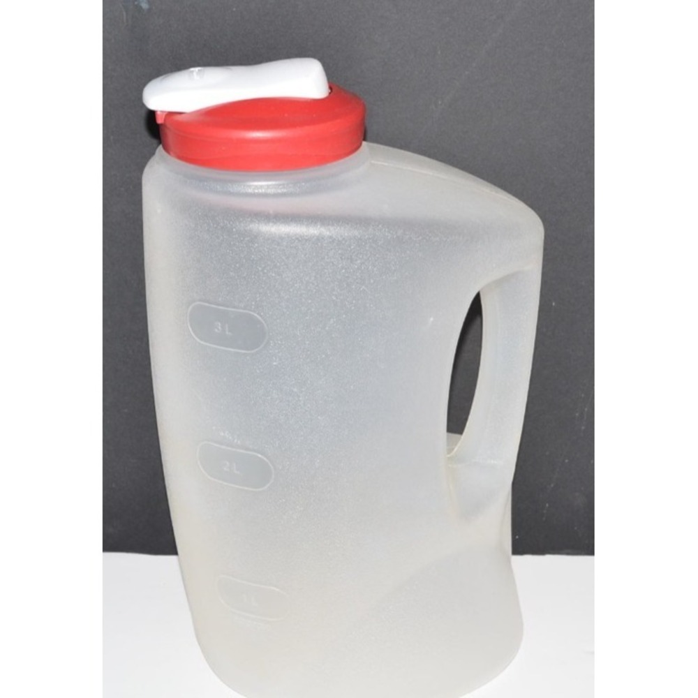 Rubbermaid 1 Gallon MixerMate Pitcher Vtg Storage Protein Shakes etc ClearRed